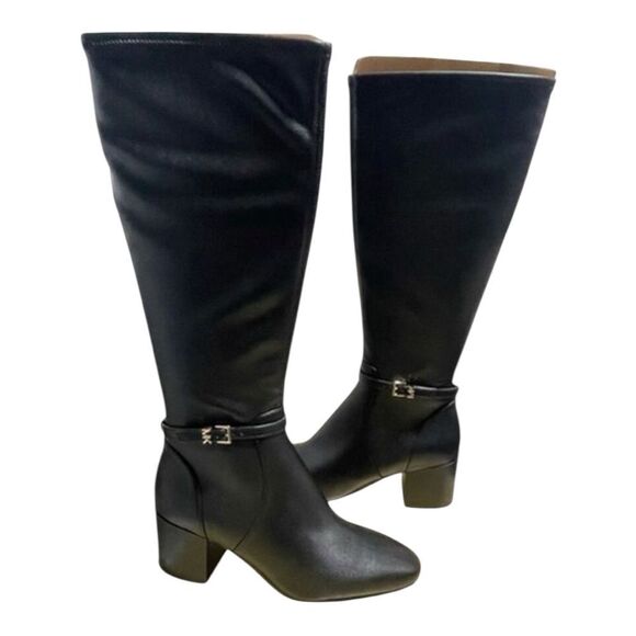 Michael Kors Ella Women's Black Knee High Block Heel Boot Size 6M - Picture 1 of 9